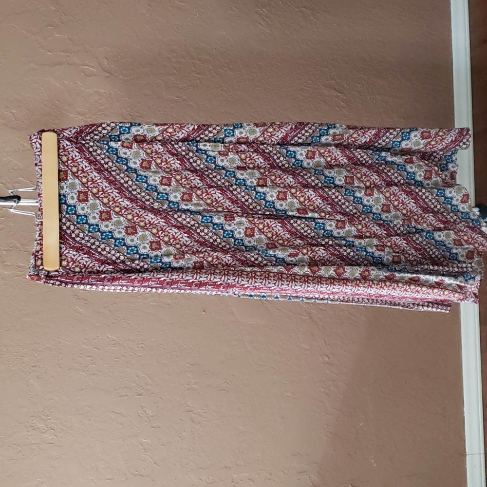 Earthbound Trading Company Women's Multicolored Faux Wrap Skirt Maxi Size S